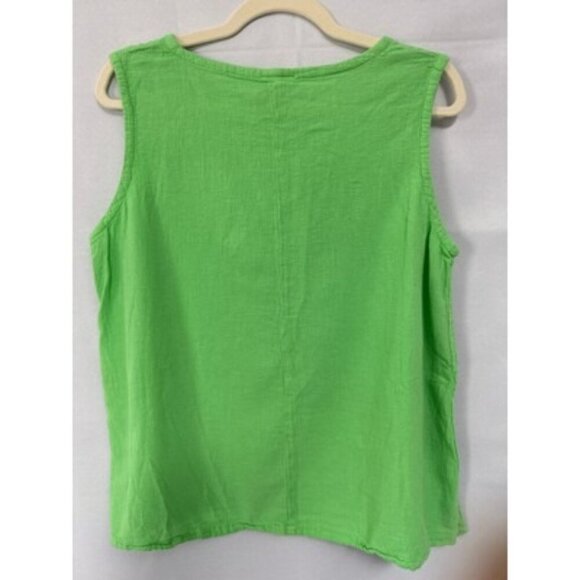 Oh My Gauze! Womens Green Sleeveless V-Neck Top Size 2 Cotton - Picture 5 of 5
